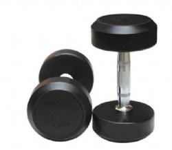 Fixed Black Rubber Dumbbell